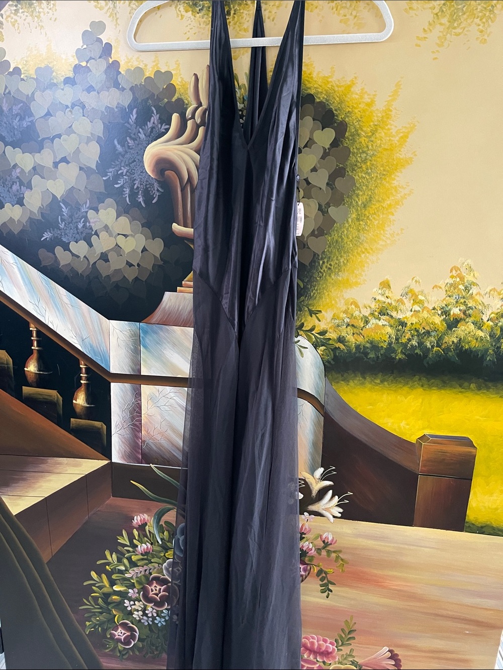 Victoria's Secret vintage gown slip Black Sheer